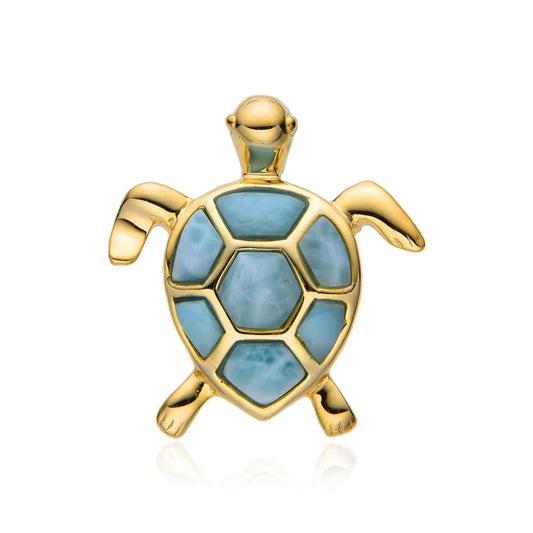 Anhänger Larimar, Schildkröte (Wasserschildkröte), 2,5cm, vergoldet - MeinSchmuckShop