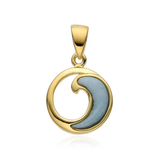 Anhänger Larimar, Welle, 2,3cm, vergoldet - MeinSchmuckShop