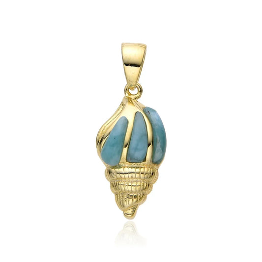 Anhänger Larimar, Muschel, 1,7cm, vergoldet - MeinSchmuckShop