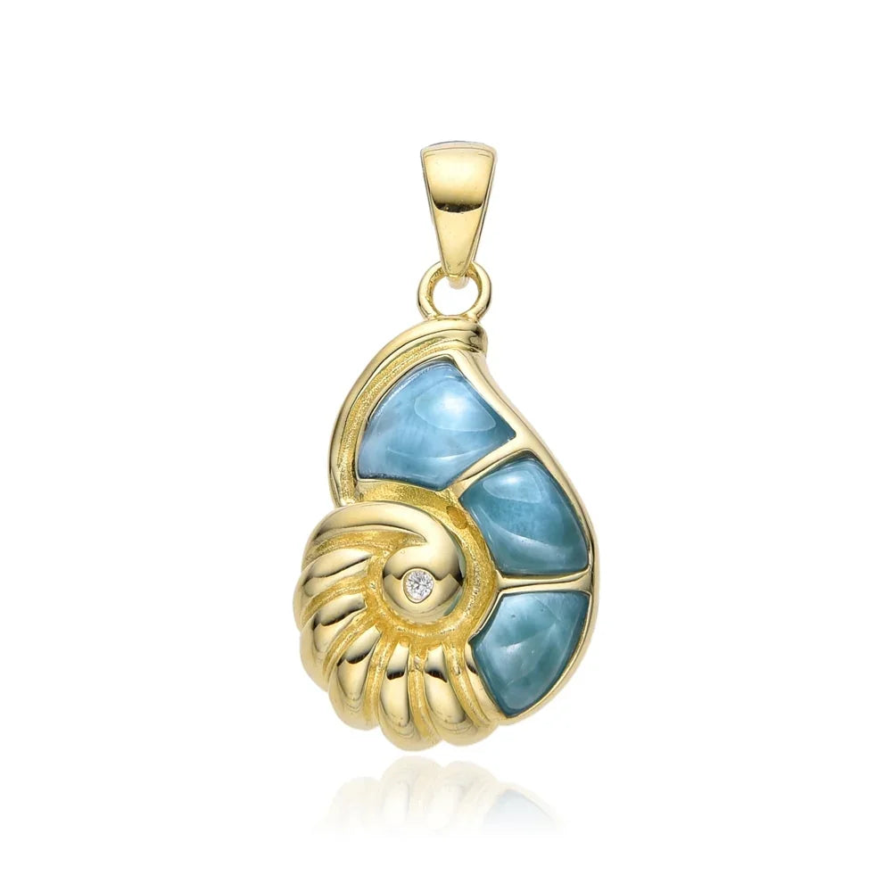 Anhänger Larimar, Nautilus, 1,9cm, vergoldet - MeinSchmuckShop