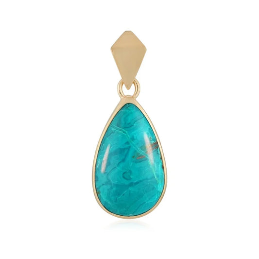 Anhänger Atacama-Opal Tropfen (23 x 15mm), 3,2cm, vergoldet - MeinSchmuckShop