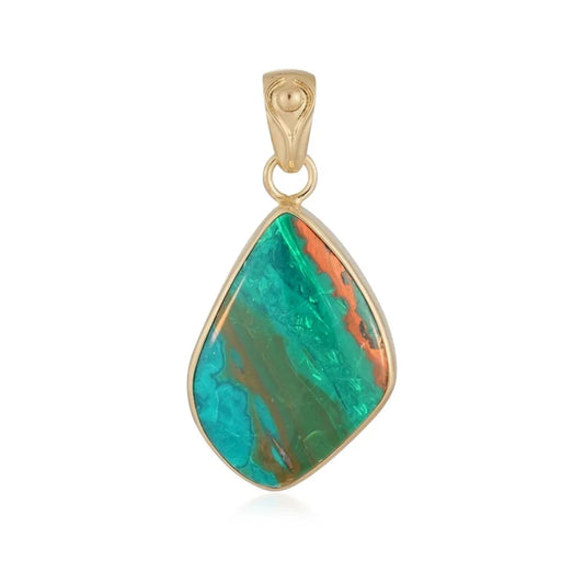 Anhänger Atacama-Opal Freeform (25 x 18mm), 3,3cm, vergoldet - MeinSchmuckShop