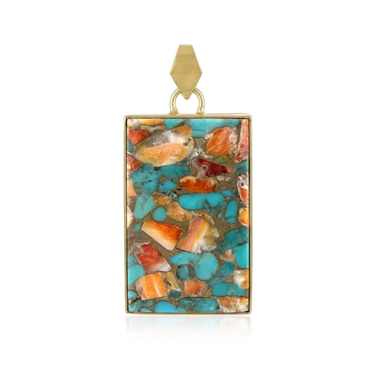 Anhänger Mohave-Stein (rek.), Rechteck (35 x 22mm), 4,8cm, vergoldet - MeinSchmuckShop