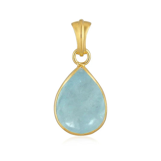 Anhänger Aquamarin Tropfen (20 x 15mm), 3,0cm, vergoldet - MeinSchmuckShop