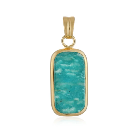 Anhänger Amazonit, Rechteck (22 x 11mm), 3,4cm, vergoldet - MeinSchmuckShop