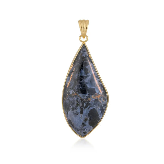 Anhänger Pietersit, Freeform (50 x 28mm), 6,4cm, vergoldet - MeinSchmuckShop