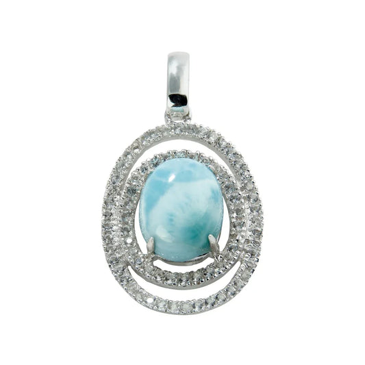 Anhänger Larimar, Topas, Oval (9 x 7mm), 2,8cm, rhodiniert - MeinSchmuckShop