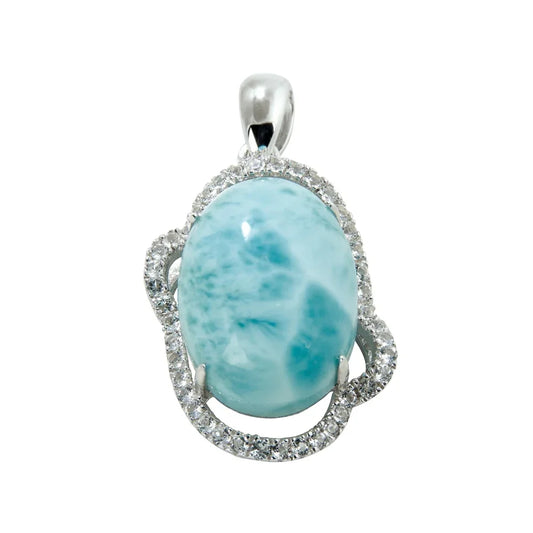 Anhänger Larimar, Topas, Oval (16 x 12mm), 2,9cm, rhodiniert - MeinSchmuckShop