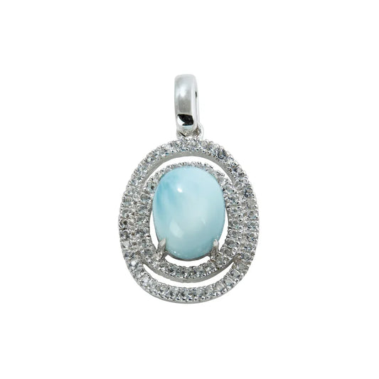 Serie 8 Anhänger Larimar, Topas, 2,5cm, rhodiniert - MeinSchmuckShop