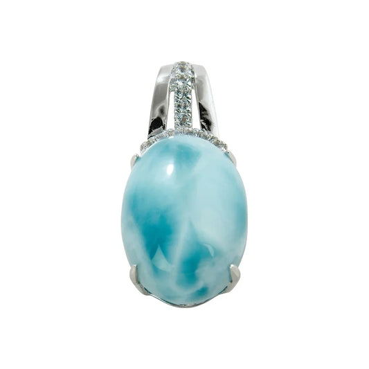 Anhänger Larimar, Topas, Oval (16 x 12mm), 2,6cm, rhodiniert - MeinSchmuckShop