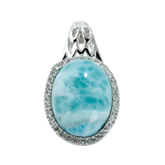 Anhänger Larimar, Topas, Oval (16 x 12mm), 2,8cm, rhodiniert - MeinSchmuckShop