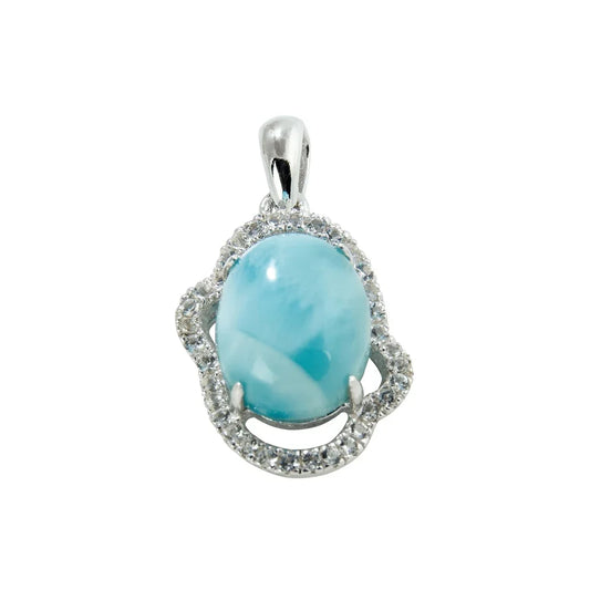 Serie 9 Anhäner Larimar, Topas, 2,2cm, rhodiniert - MeinSchmuckShop