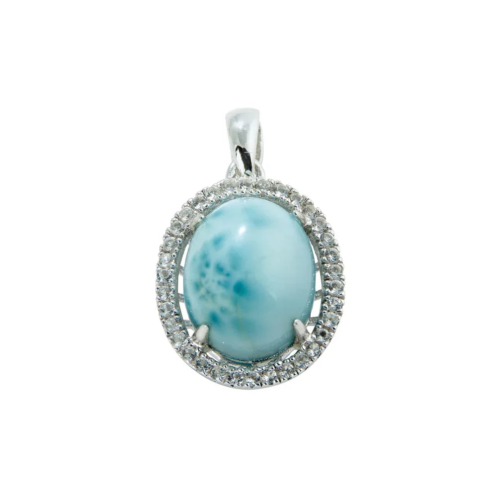 Serie 11 Anhänger Larimar, Topas, 2,1cm, rhodiniert - MeinSchmuckShop