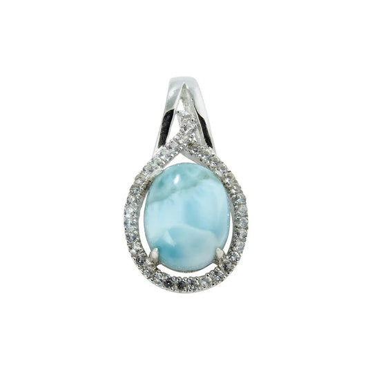 Anhänger Larimar, Topas, Oval ((10 x 8mm), 2,2cm, rhodiniert - MeinSchmuckShop