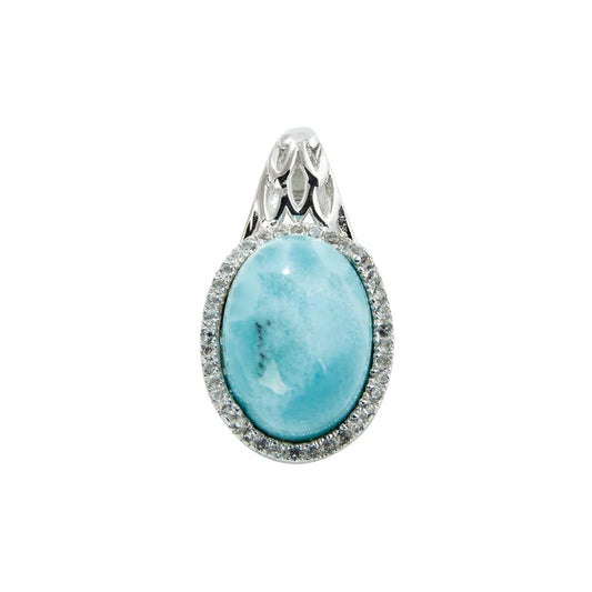 Anhänger Larimar, Topas, Oval (14 x 10mm), 2,4cm, rhodiniert - MeinSchmuckShop