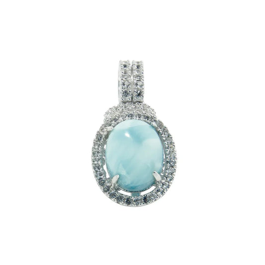 Serie 7 Anhänger Larimar, Topas, 2,4cm, rhodiniert - MeinSchmuckShop