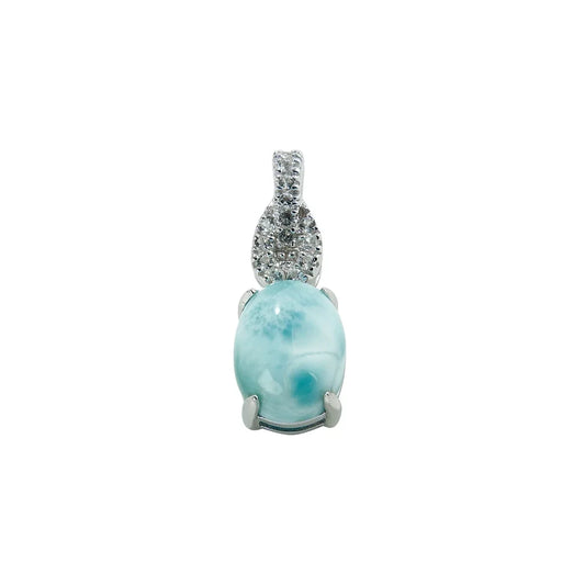 Anhänger Larimar, Topas, Oval (9 x 7mm), 1,8cm, rhodiniert - MeinSchmuckShop