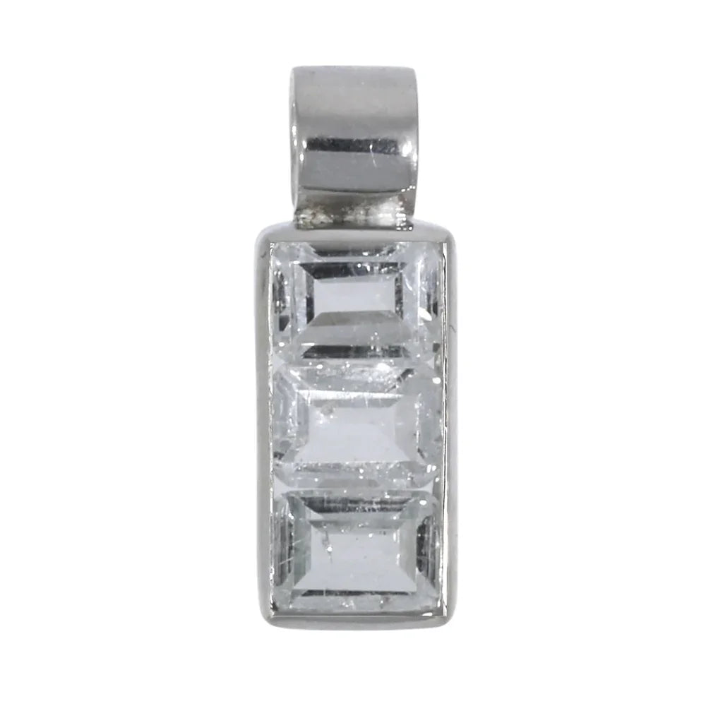 Anhänger Topas (weiß), facettierte Rechtecke, 2,3cm, rhodiniert - MeinSchmuckShop