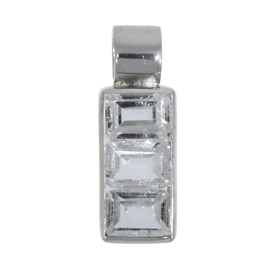 Anhänger Topas (weiß), facettierte Rechtecke, 2,3cm, rhodiniert - MeinSchmuckShop