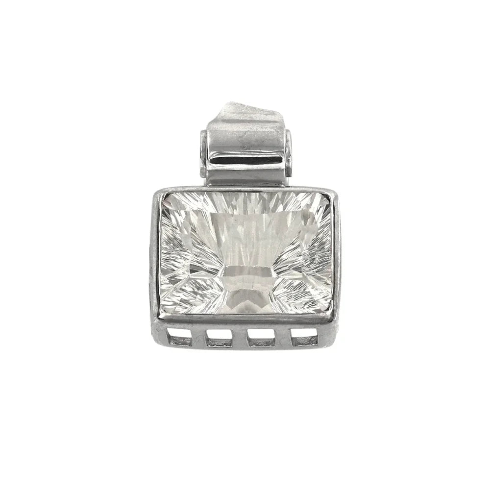 Anhänger Bergkristall facettiert (Rechteck), 3,0cm, rhodiniert - MeinSchmuckShop