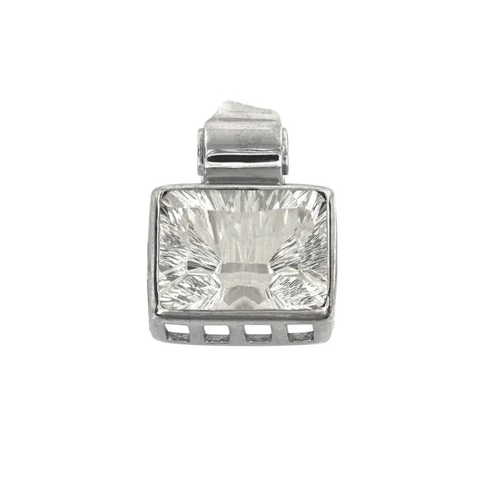 Anhänger Bergkristall facettiert (Rechteck), 3,0cm, rhodiniert - MeinSchmuckShop