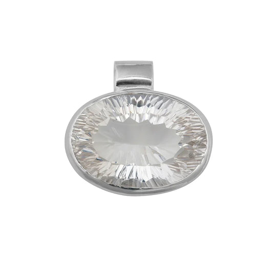 Anhänger Bergkristall oval facettiert, 2,6cm, rhodiniert - MeinSchmuckShop