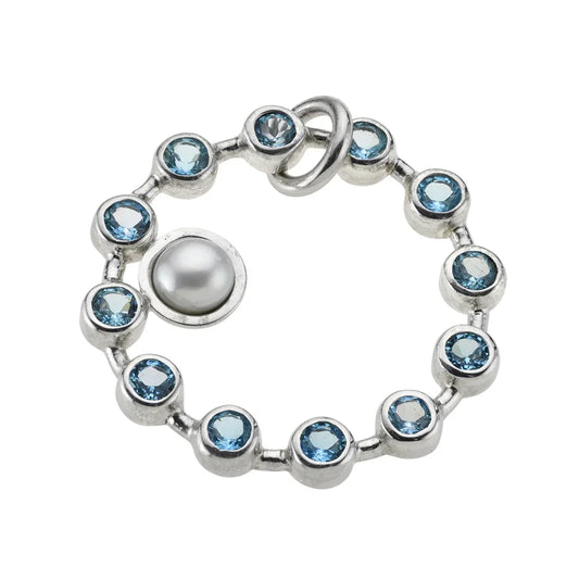 Anhänger Topas blau facettiert, Perle, 3,8cm, rhodiniert - MeinSchmuckShop