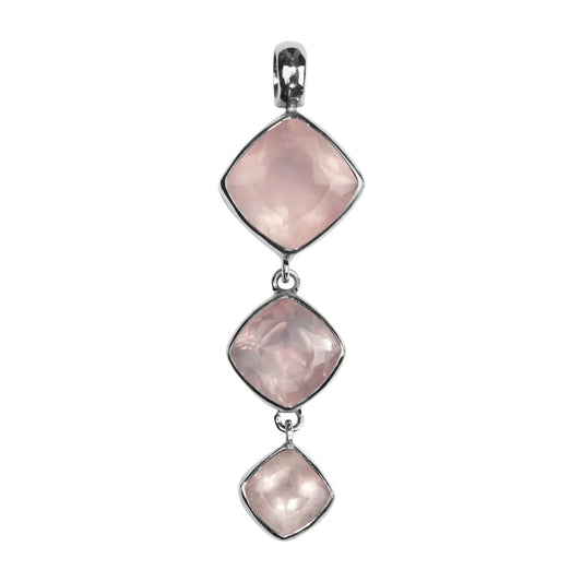 Anhänger Rosenquarz-Quadrate, 5,4cm - MeinSchmuckShop