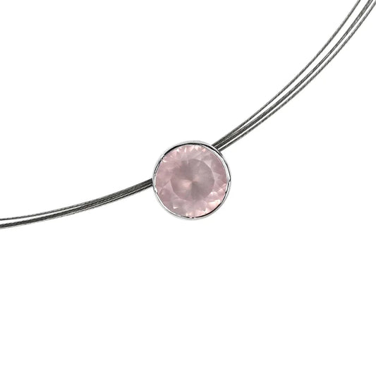 Anhänger Rosenquarz (08mm) facettiert, 1,0cm, rhodiniert - MeinSchmuckShop