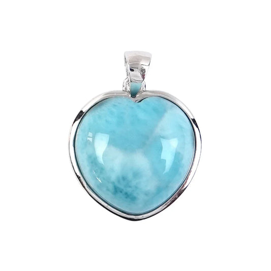 Anhänger Larimar Herz, 2,6cm, rhodiniert - MeinSchmuckShop