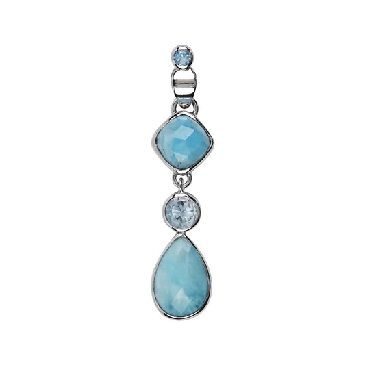 Anhänger Larimar, Tropfen, Quadrat, Topas, 5,2cm, rhodiniert - MeinSchmuckShop