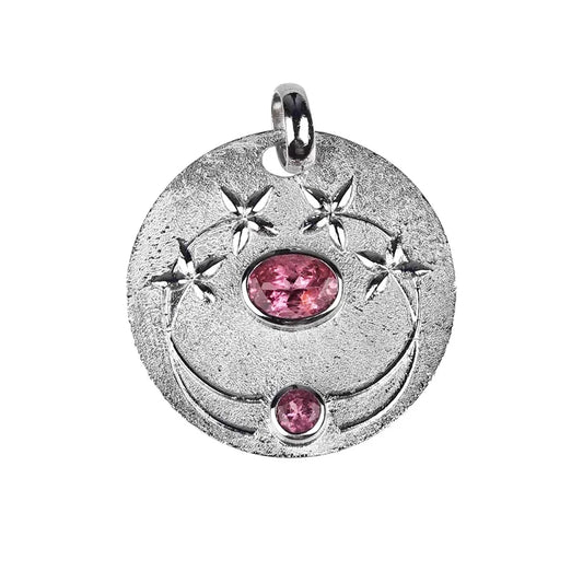 Anhänger Turmalin (rosa), Blumendekor, 3,6cm, rhodiniert - MeinSchmuckShop