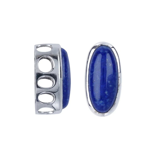 Anhänger Lapis Lazuli oval (20 x 9mm), 2,3cm, rhodiniert - MeinSchmuckShop