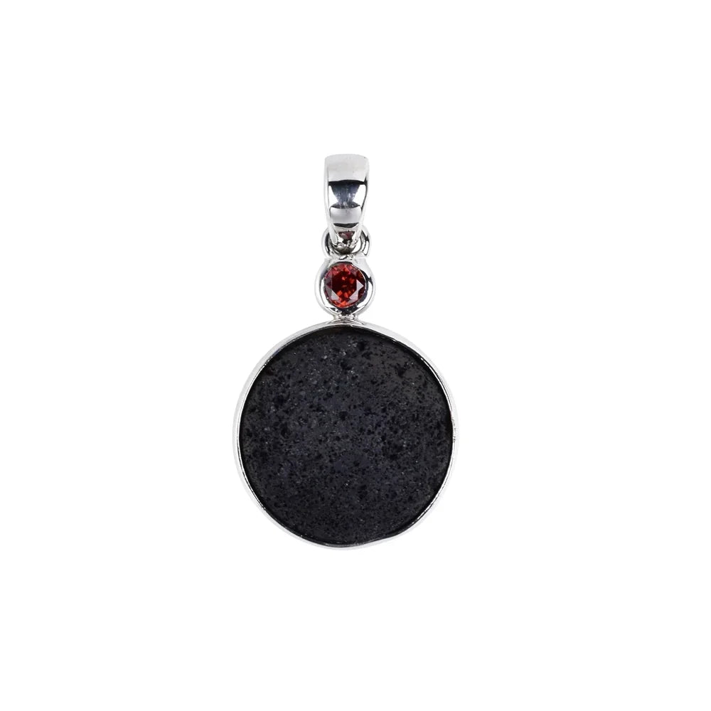 Anhänger Lava (12mm), Granat, 3,0cm, rhodiniert - MeinSchmuckShop