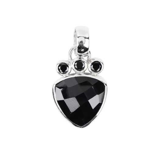Anhänger Onyx-Trillion, Granat, Spinell schwarz, 2,7cm, rhodiniert - MeinSchmuckShop