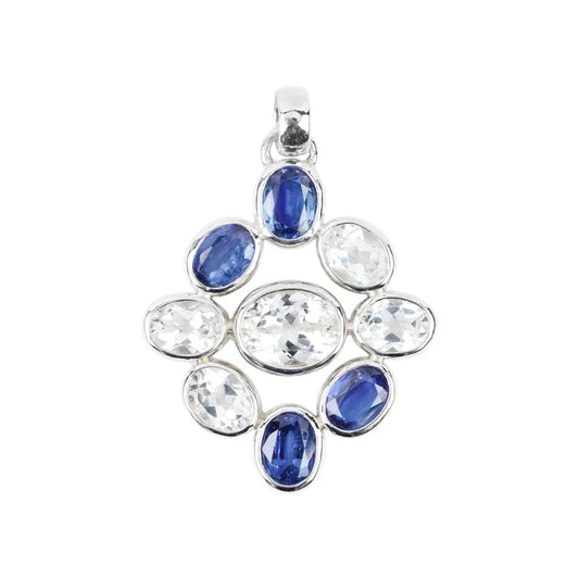 Anhänger Topas weiß oval, Disthen oval, 4,4cm, rhodiniert - MeinSchmuckShop