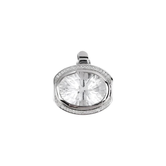 Anhänger Bergkristall, oval facettiert (Concave Cut), Topas, 2,2cm, rhodiniert - MeinSchmuckShop