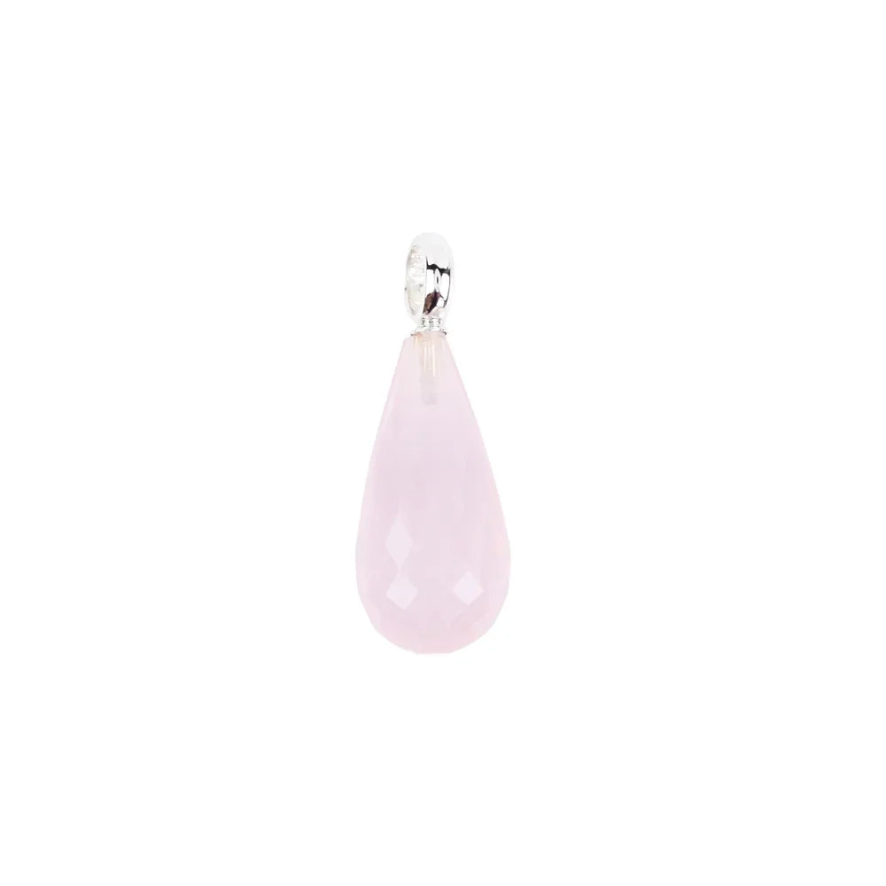 Anhänger Rosenquarz-Briolette, 2,7cm, rhodiniert - MeinSchmuckShop