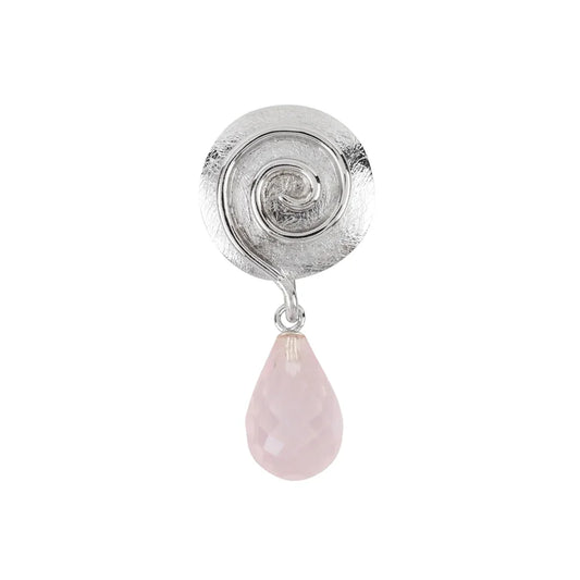 Anhänger Rosenquarz-Briolette facettiert, Spirale, 4,0cm, rhodiniert - MeinSchmuckShop
