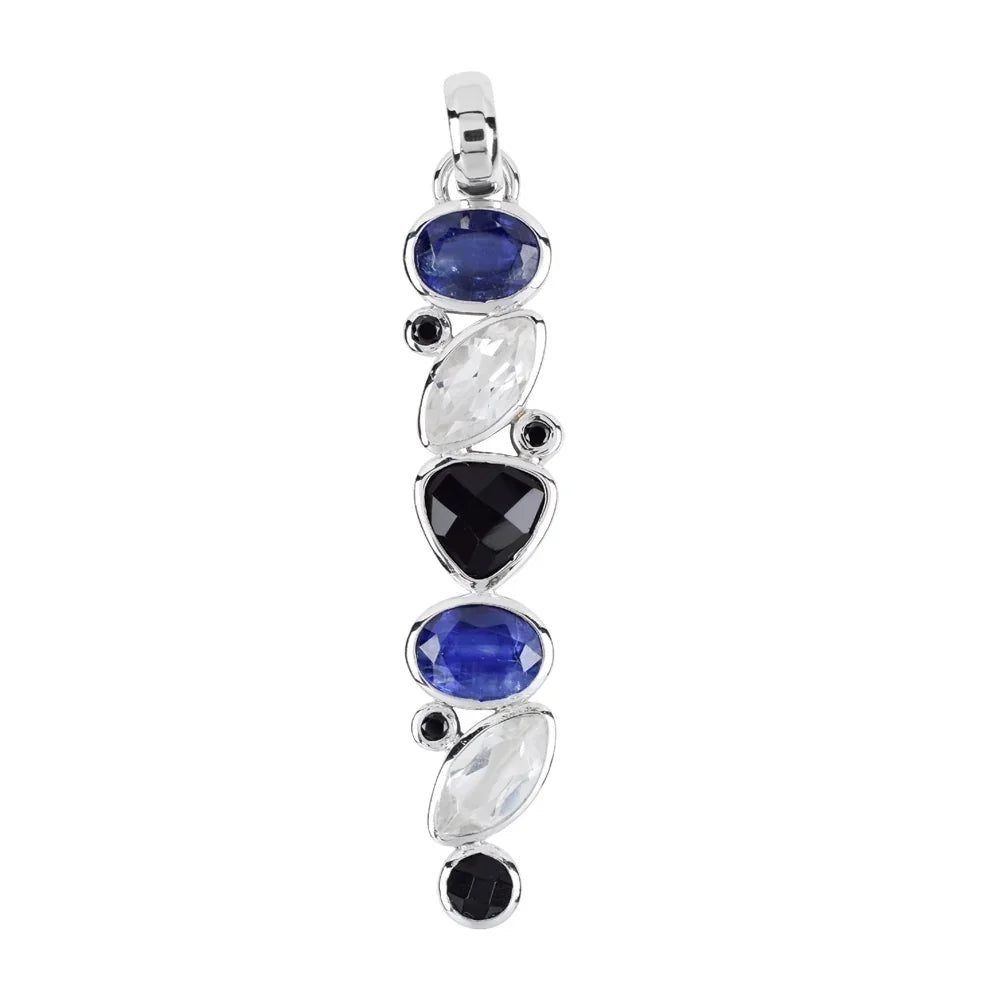 Anhänger Disthen, Topas weiß, Onyx, Spinell, 5,7cm, rhodiniert - MeinSchmuckShop