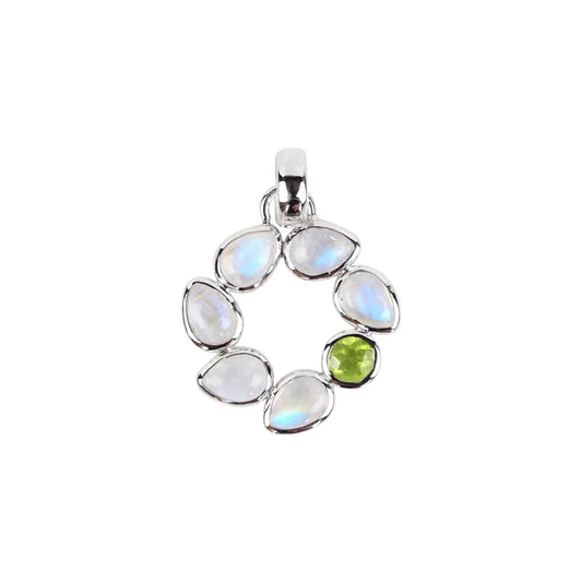 Anhänger Labradorite (weiß) Tropfen, Peridot, 3,2cm, rhodiniert - MeinSchmuckShop