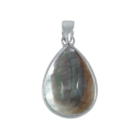 Anhänger Perlmutt (dunkel) Tropfen (28 x 15mm), 3,6cm, rhodiniert - MeinSchmuckShop