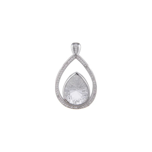 Anhänger Bergkristall, Tropfen mit Topas, 3,5cm, rhodiniert - MeinSchmuckShop