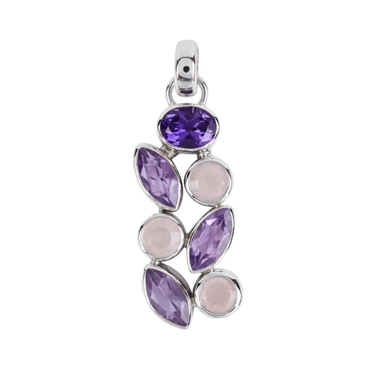 Anhänger Amethyst, Rosenquarz facettiert, 4,0cm - MeinSchmuckShop