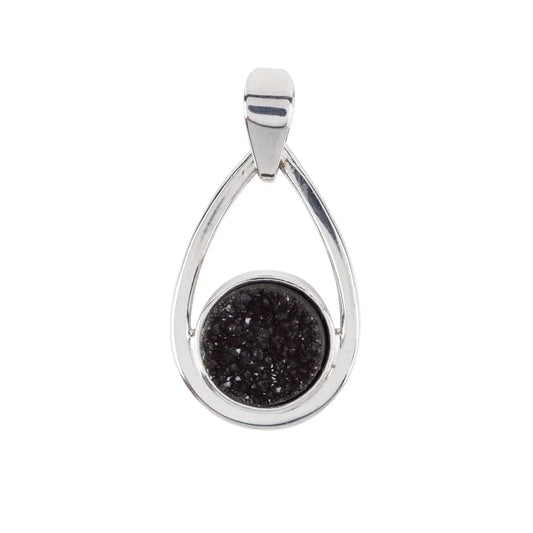 Anhänger Druzy-Achat, rund, 3,1cm, rhodiniert - MeinSchmuckShop