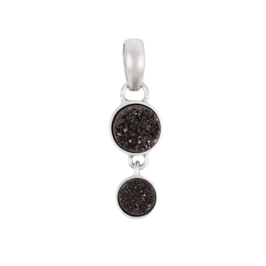 Anhänger Achat-Druzy schwarz (gefärbt), 3,1cm, rhodiniert, mattiert - MeinSchmuckShop