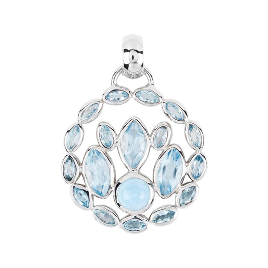 Anhänger Topas blau Marquise, Larimar, 4,0cm, rhodiniert - MeinSchmuckShop