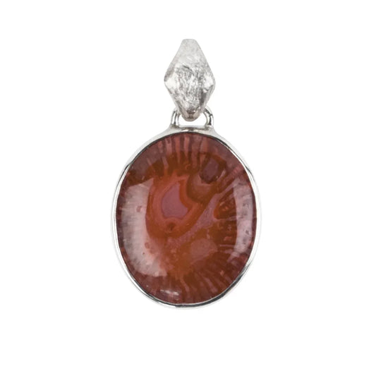 Anhänger Hornkoralle, Oval (17 x 14mm), 2,6cm, rhodiniert - MeinSchmuckShop