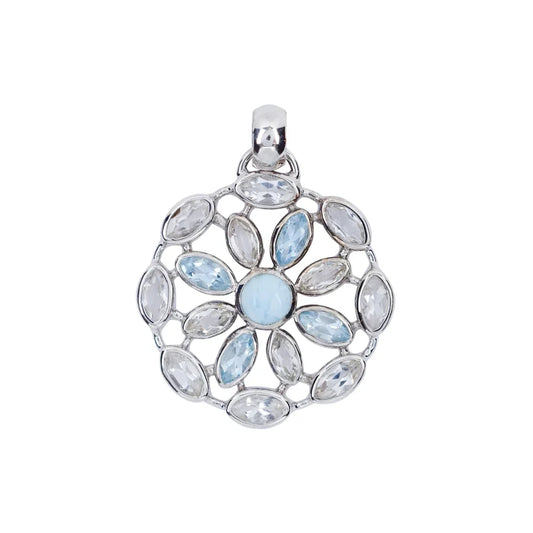 Anhänger weiße und blaue Topase-Marquise, Larimar, 4,6cm, rhodiniert - MeinSchmuckShop
