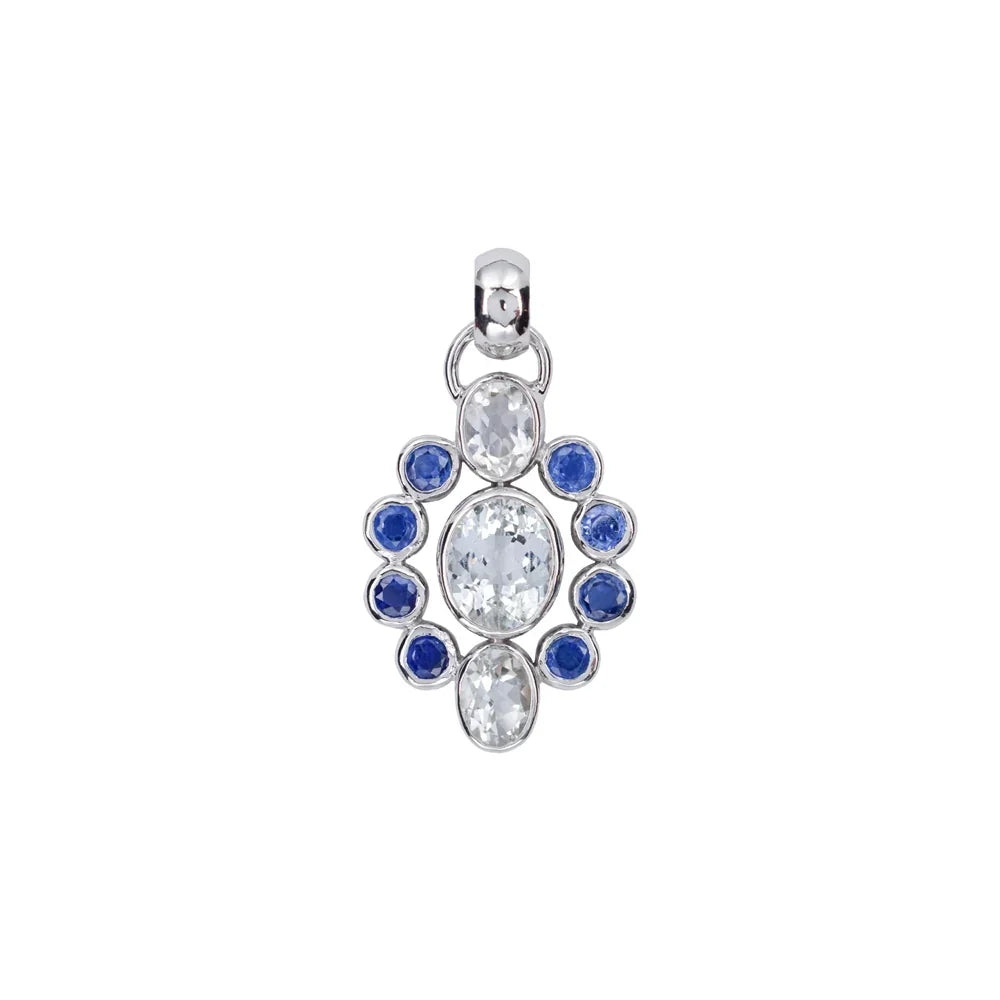 Anhänger Topas weiß, Disthen blau, 4,2cm, rhodiniert - MeinSchmuckShop